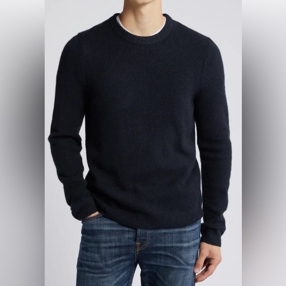 NWT Nordstrom Mens Shop Black Cotton Cashmere Sweater - Picture 1 of 5
